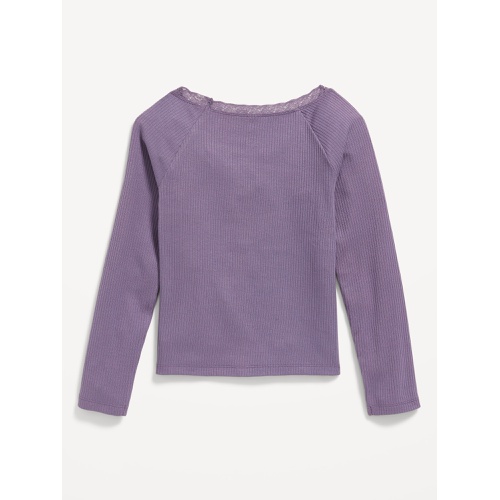 올드네이비 Long-Sleeve Ribbed Lace-Trim Top for Girls Hot Deal