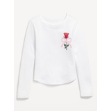 Long-Sleeve Textured-Knit Graphic T-Shirt for Girls