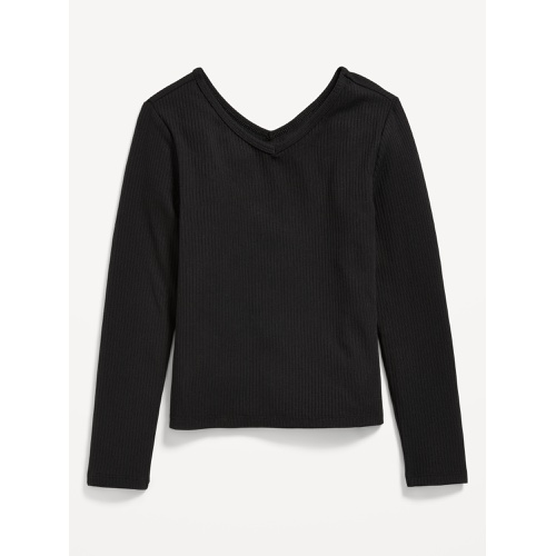 올드네이비 Long-Sleeve Ribbed V-Neck Top for Girls