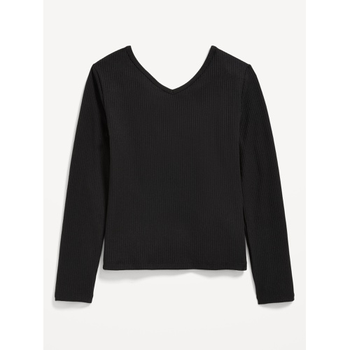 올드네이비 Long-Sleeve Ribbed V-Neck Top for Girls