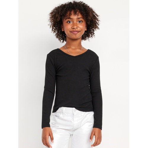 올드네이비 Long-Sleeve Ribbed V-Neck Top for Girls