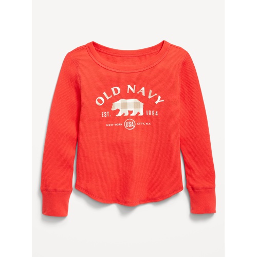 올드네이비 Long-Sleeve Logo-Graphic Thermal-Knit T-Shirt for Girls