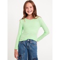 Long-Sleeve Ribbed V-Neck Top for Girls