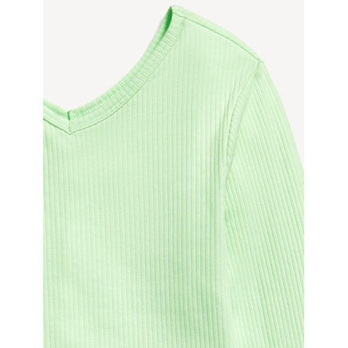 올드네이비 Long-Sleeve Ribbed V-Neck Top for Girls