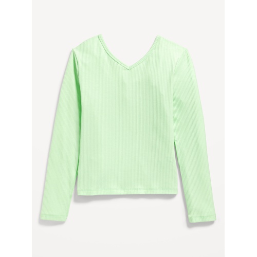 올드네이비 Long-Sleeve Ribbed V-Neck Top for Girls