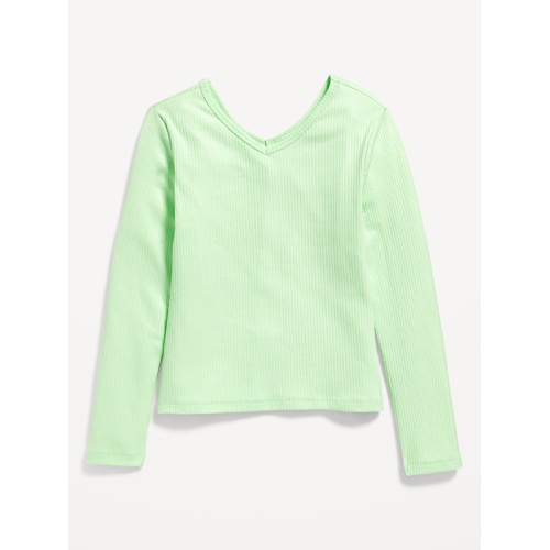 올드네이비 Long-Sleeve Ribbed V-Neck Top for Girls