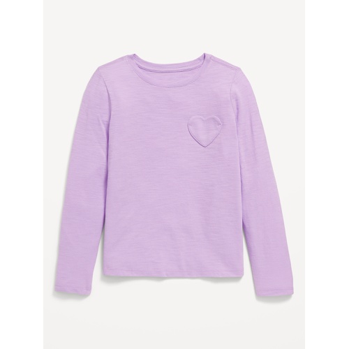 올드네이비 Softest Long-Sleeve Heart-Pocket T-Shirt for Girls