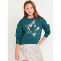 Vintage Oversized Crew-Neck Graphic Sweatshirt for Girls