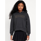 Vintage Oversized Logo-Graphic Hoodie for Girls