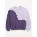 Oversized Long-Sleeve Color-Block Sweatshirt for Girls