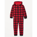 Printed Gender-Neutral Microfleece Hooded One-Piece Pajamas for Kids