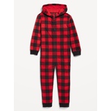 Printed Gender-Neutral Microfleece Hooded One-Piece Pajamas for Kids