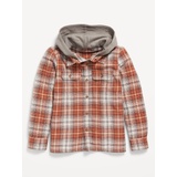 Long-Sleeve Hooded Flannel Utility Shirt for Boys