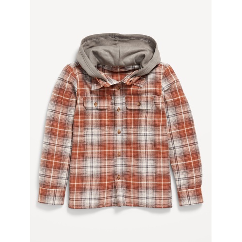 올드네이비 Long-Sleeve Hooded Flannel Utility Shirt for Boys