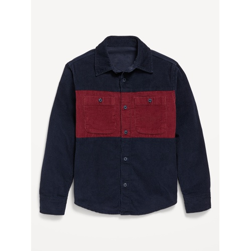 올드네이비 Long-Sleeve Color Block Corduroy Shirt for Boys Hot Deal