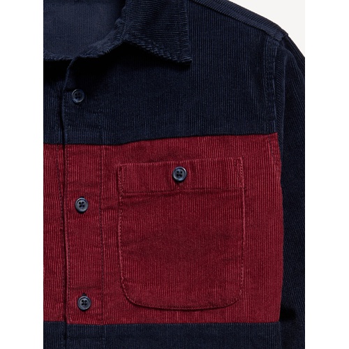 올드네이비 Long-Sleeve Color Block Corduroy Shirt for Boys Hot Deal