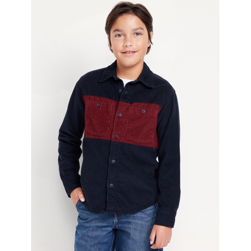 올드네이비 Long-Sleeve Color Block Corduroy Shirt for Boys Hot Deal