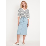 High-Waisted Wow Jean Midi Skirt