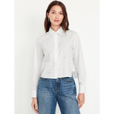 Embellished Cropped Button-Down Shirt