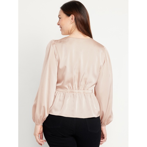 올드네이비 Waist-Defined Satin Peplum Top