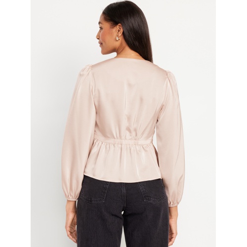 올드네이비 Waist-Defined Satin Peplum Top