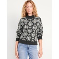 Holiday Print Mock-Neck Sweater