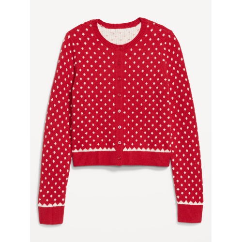 올드네이비 SoSoft Holiday Print Crop Cardigan Sweater