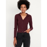 Slim Ribbed Button-Down Top