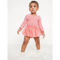 Long-Sleeve Wrap-Front Ribbed Bodysuit Tutu Dress for Baby