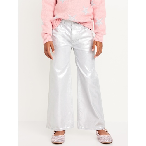 올드네이비 High-Waisted Baggy Silver Shine Wide-Leg Jeans for Girls