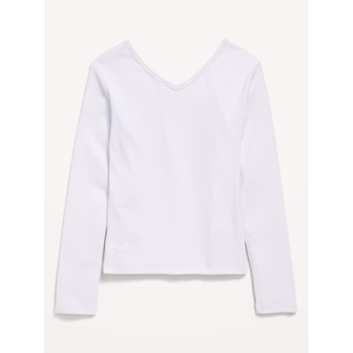 올드네이비 Long-Sleeve Ribbed V-Neck Top for Girls Hot Deal