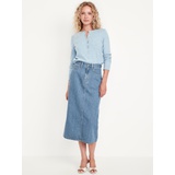 High-Waisted Wow Jean Midi Skirt