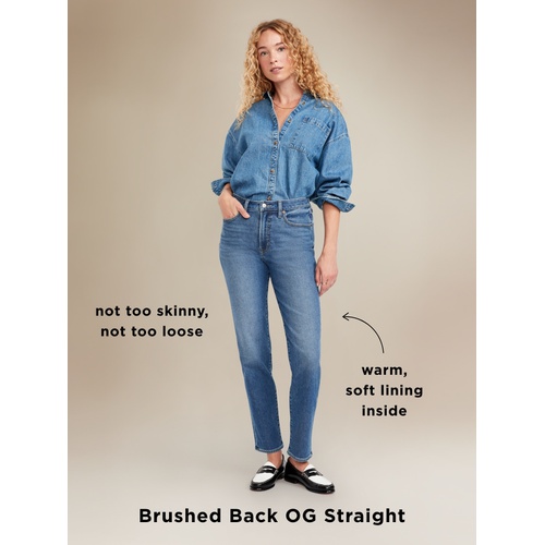 올드네이비 High-Waisted Built-In Warm OG Straight Ankle Jeans