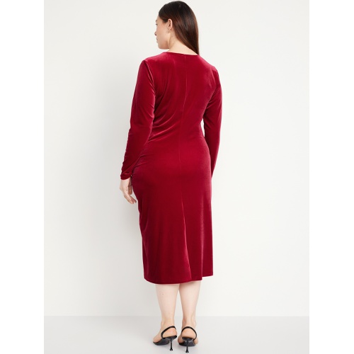 올드네이비 Ruched Velvet Midi Dress Hot Deal