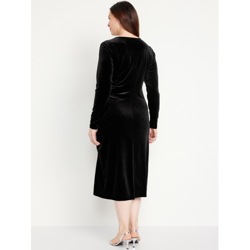 올드네이비 Ruched Velvet Midi Dress Hot Deal