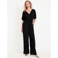 Waist-Defined Crepe Wide-Leg Jumpsuit Hot Deal