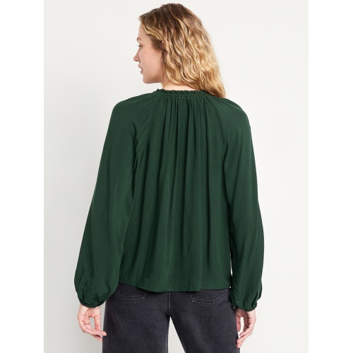 올드네이비 Ruffled Split-Neck Top