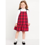 Ribbed Mock-Neck Top and Tie-Bow Ruffled Dress Set for Toddler Girls Hot Deal