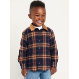 Microfleece-Lined Pocket Flannel Shirt for Toddler Boys