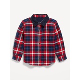 Microfleece-Lined Pocket Flannel Shirt for Toddler Boys