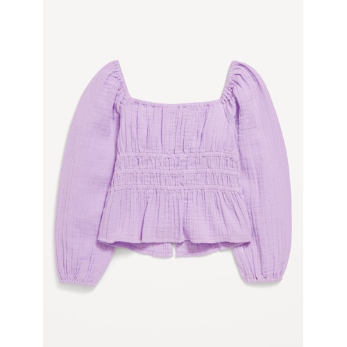 올드네이비 Long-Sleeve Double-Weave Bow Top for Girls Hot Deal