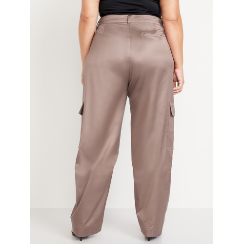 올드네이비 Extra-High Waisted Satin Cargo Barrel Wide-Leg Pants Hot Deal