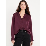 Satin Cropped Button-Down Shirt