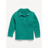 Long-Sleeve Collared Thermal-Knit Shirt for Toddler Boys