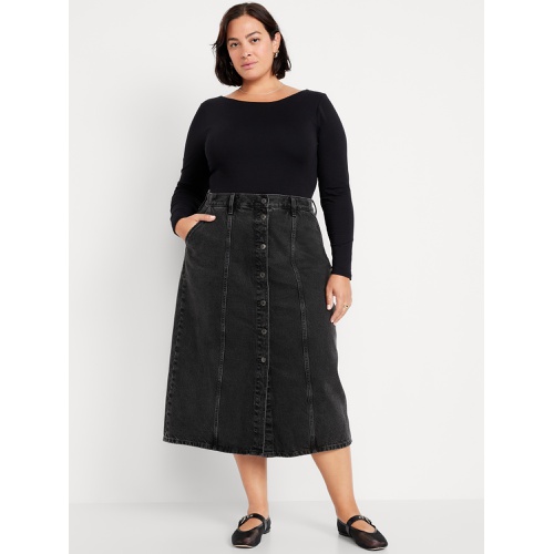 올드네이비 High-Waisted Button-Front Jean Midi Skirt