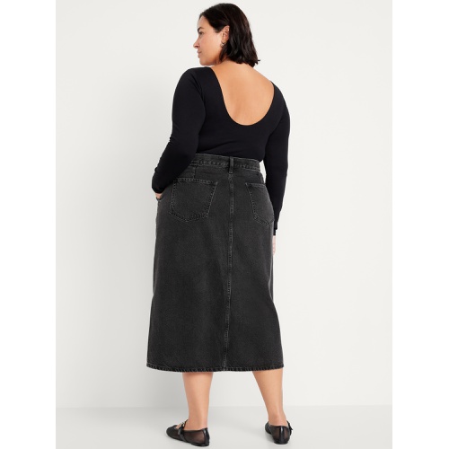 올드네이비 High-Waisted Button-Front Jean Midi Skirt