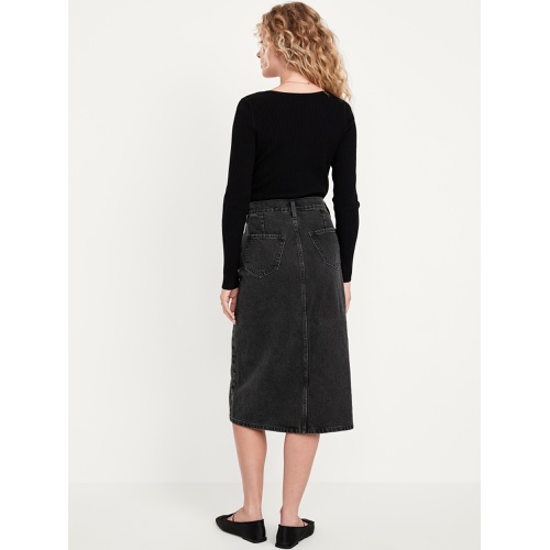 올드네이비 High-Waisted Button-Front Jean Midi Skirt