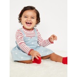 Printed Mock-Neck T-Shirt and Jean Dress Set for Baby