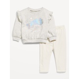 Ruffle-Trim Graphic Sweatshirt and Corduroy Leggings Set for Baby