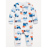 Printed Long-Sleeve Thermal-Knit Henley One-Piece for Baby